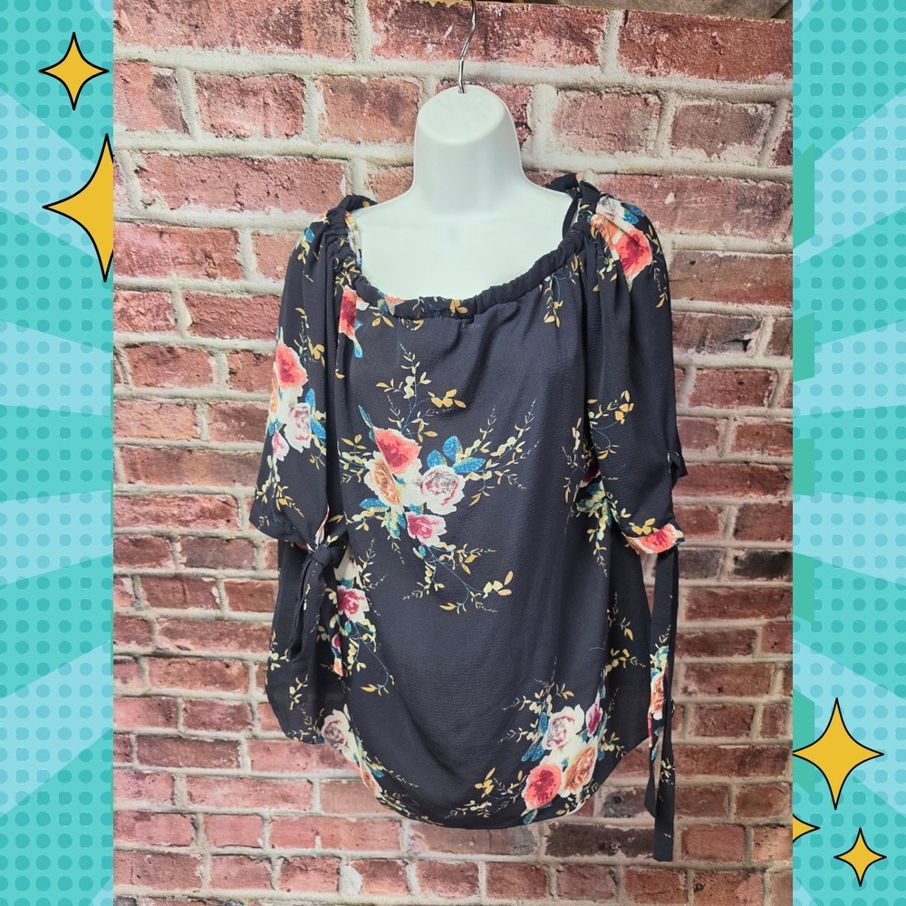 Women's ROSE GAL Sheer Floral Top Size 14